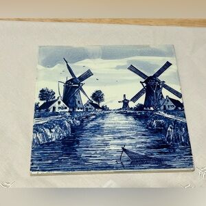 Vintage Hand Painted Delft Blue Tile- Mettlach